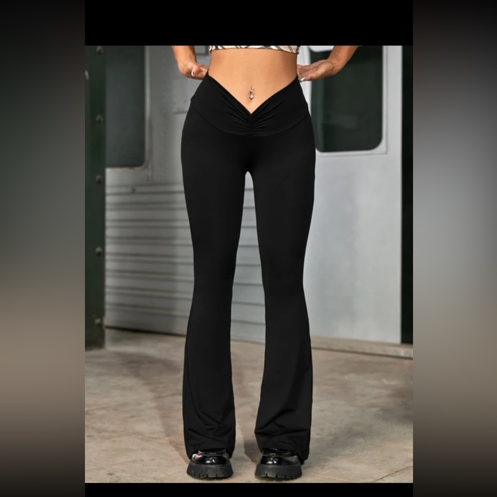 90s Low Rise Ruched Flare Leg Pants